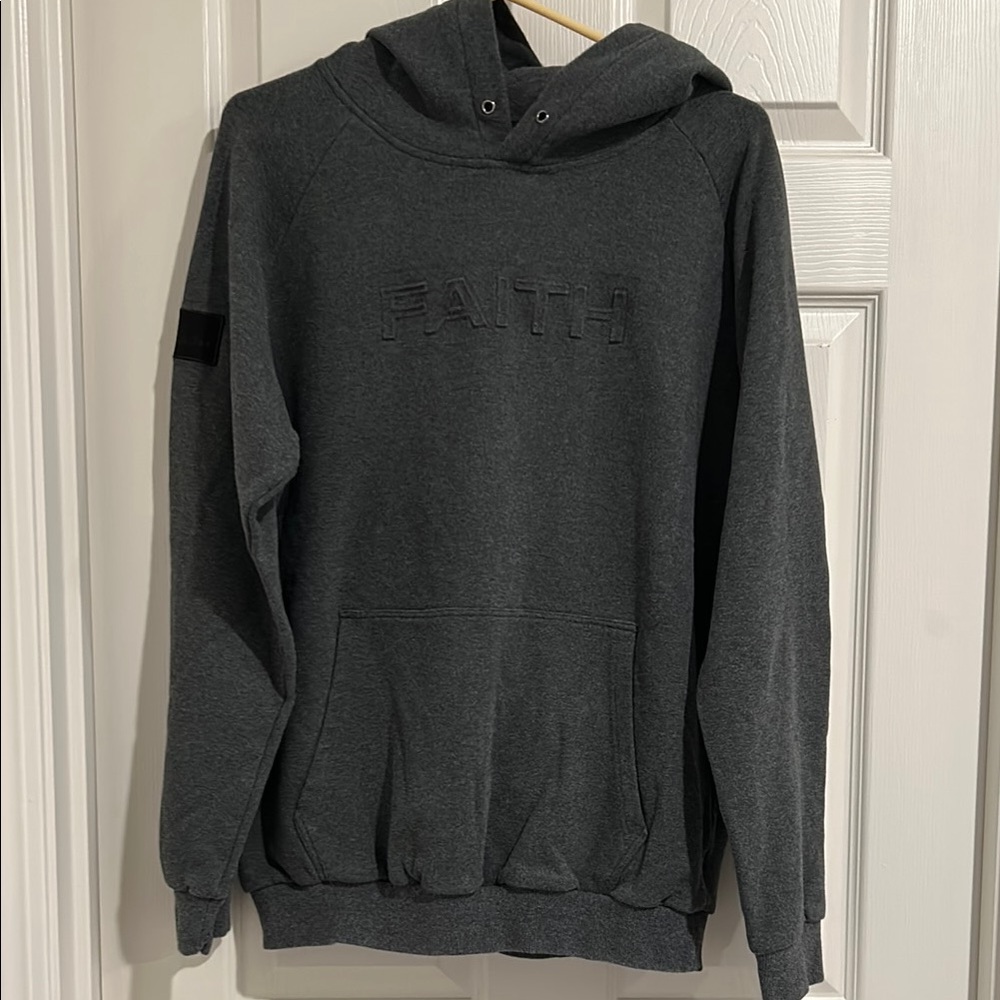 Gray Hoodie with 'FAITH' Embroidery